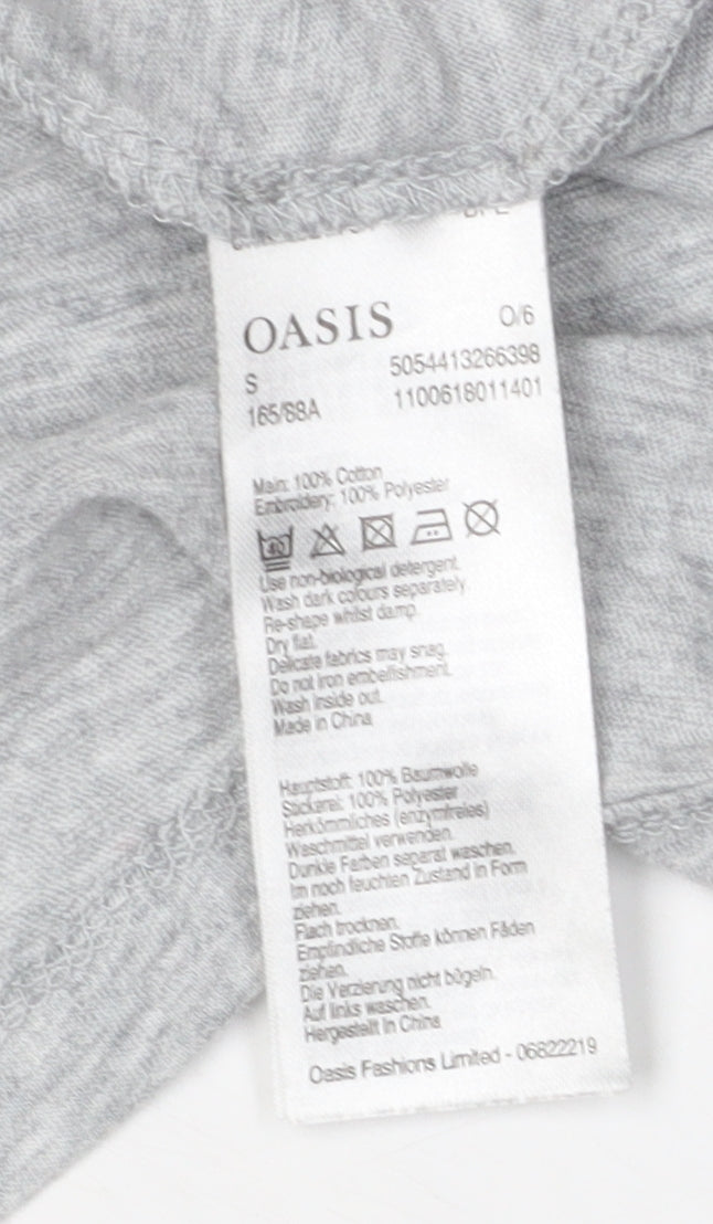 Oasis Women's Grey Flamingo T-Shirt, Size S, Casual Style