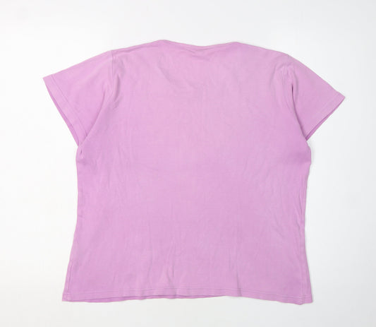 EWM Women's Pink M Basic Cotton T-Shirt