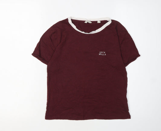 Womens UK Size 12 Jack Wills Red Ringer T-Shirt