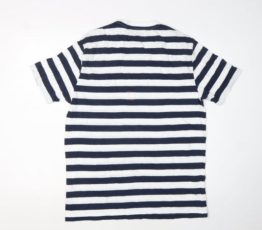 Penguin Men's Blue & White Striped T-Shirt, Size L
