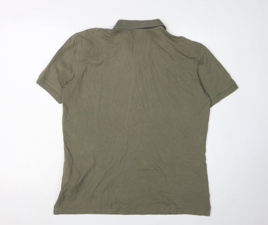 Napapijri Men's Green Polo Shirt Size L - Solid Casual Style