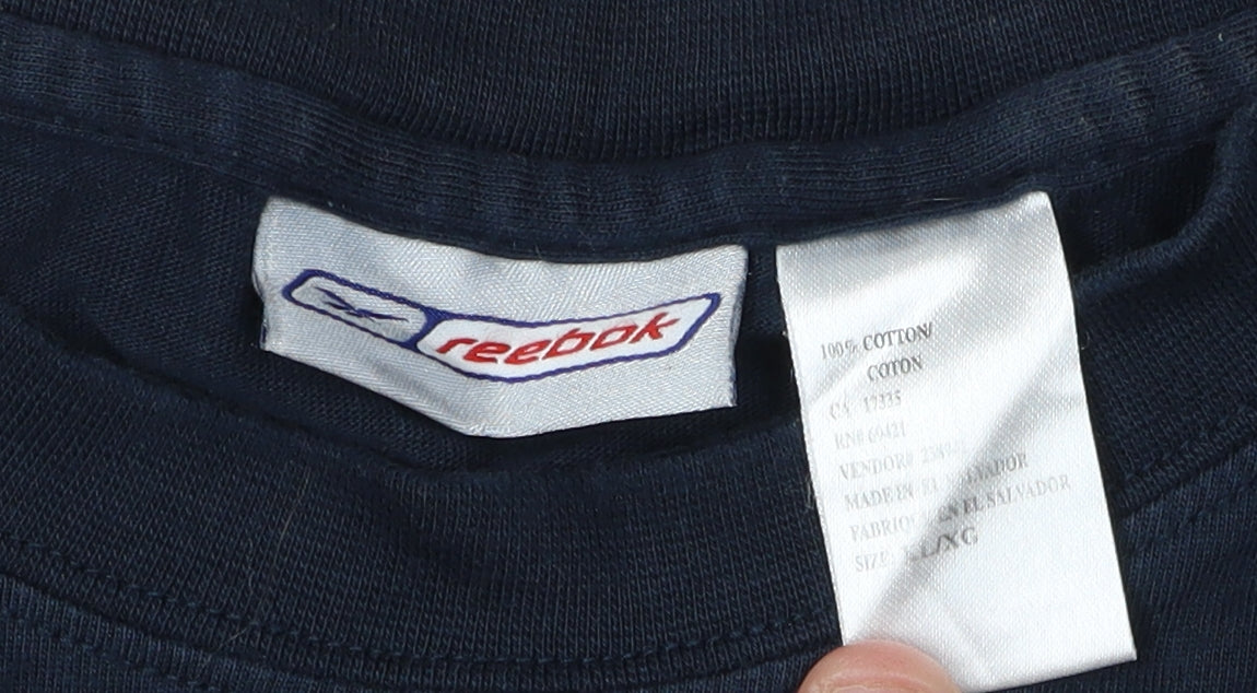 Reebok Men's Blue Cotton Crew Neck Logo T-Shirt XLT