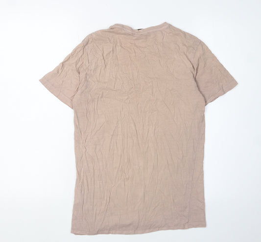 NICCE Men Beige XS Solid Crew Neck Tee