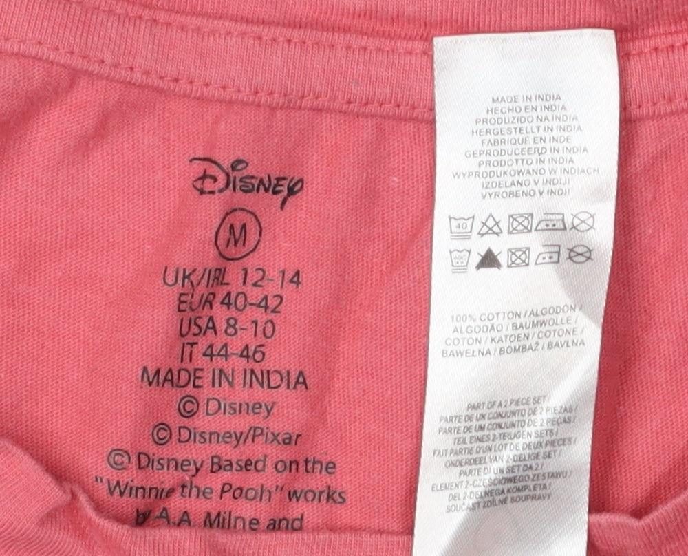 Womens UK Size M Disney Pink Basic T-Shirt