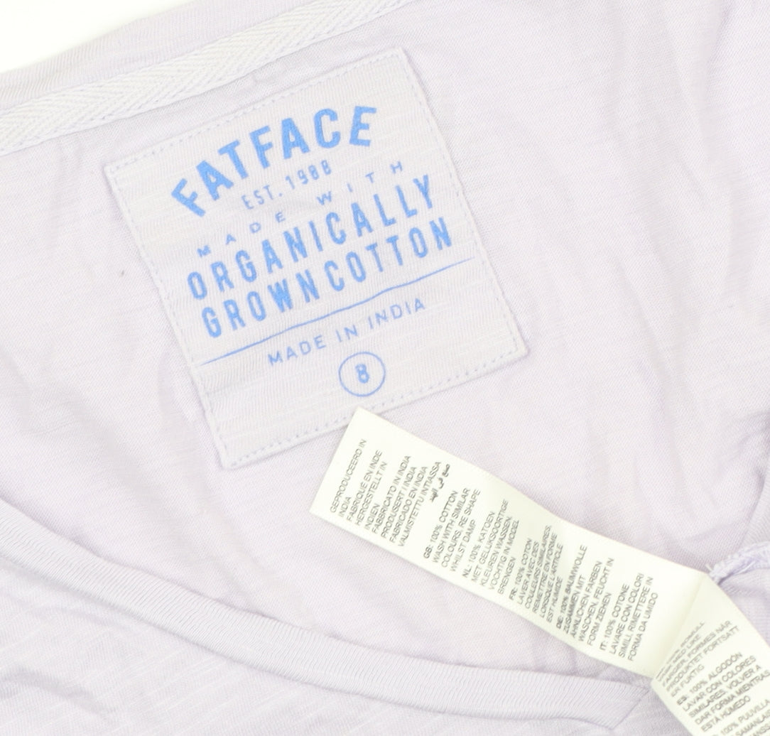 FatFace Women’s White Cotton V-Neck T-Shirt Size 8