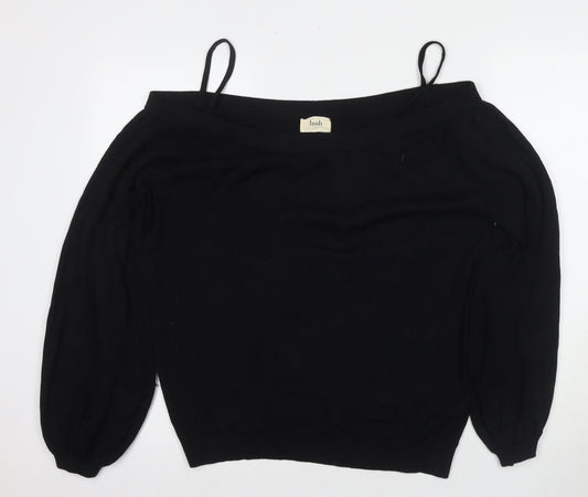 Womens UK Size XL Hush Black Off the Shoulder Blouse