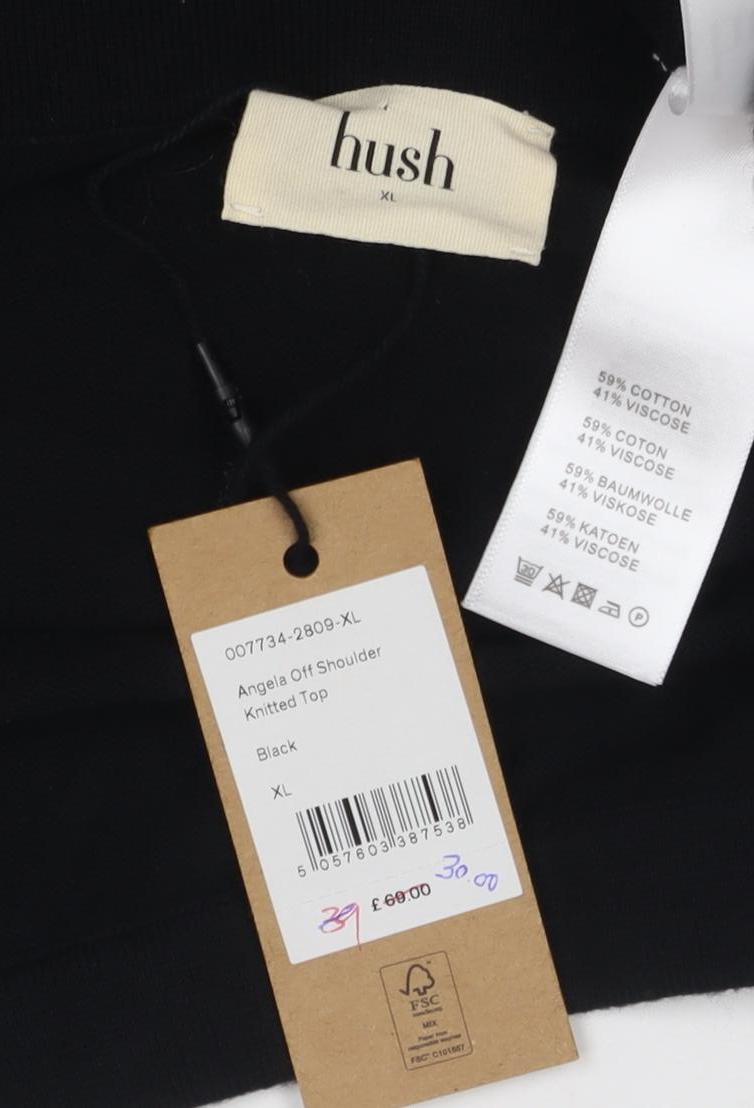 Womens UK Size XL Hush Black Off the Shoulder Blouse