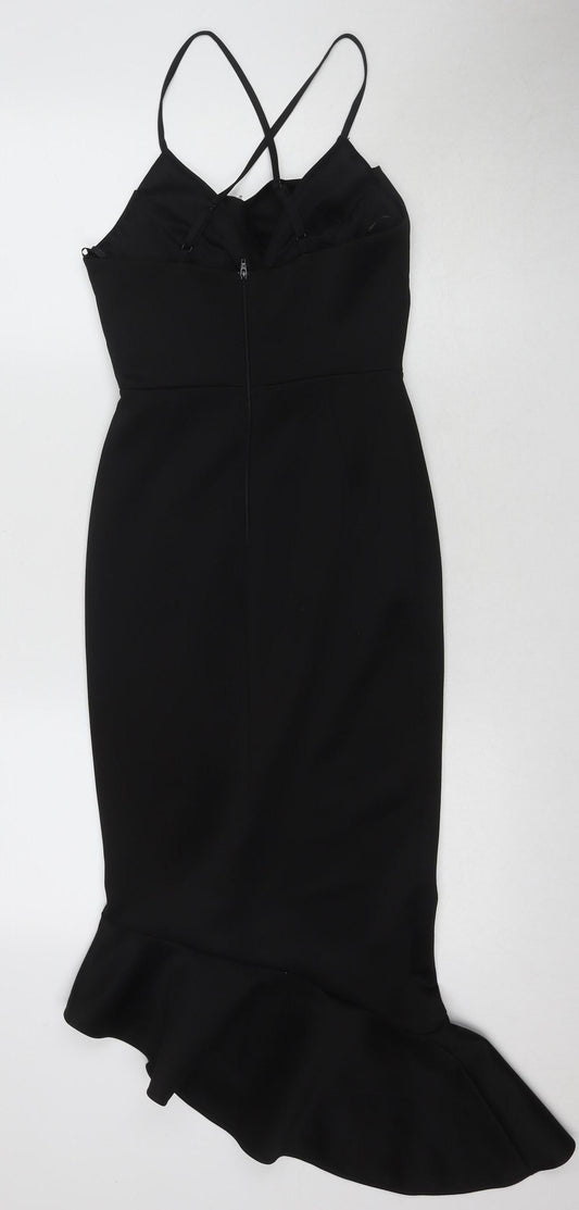 ASOS Women's Black Mermaid Midi Dress - Size 6
