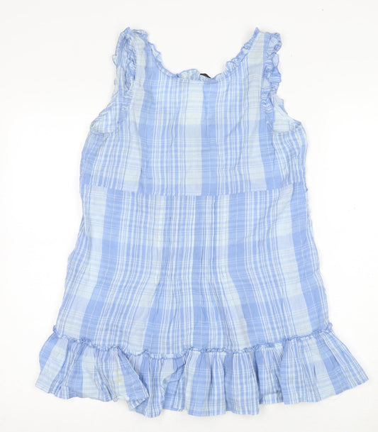 Dorothy Perkins Women Blue Check Mini Dress Size 8