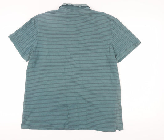 Next Men's Green Striped Polo, XL, Casual Summer Wear