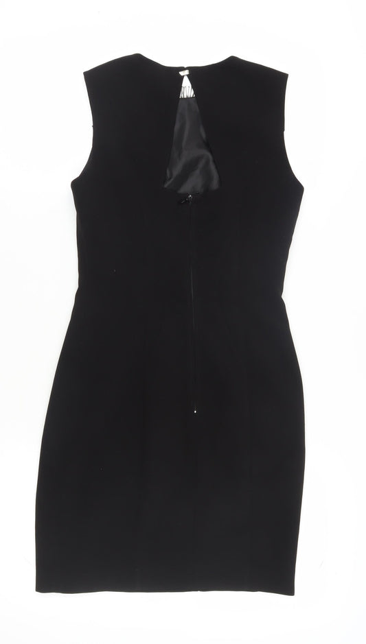 H&M Women Black Sheath Dress Size 8 Beaded Party