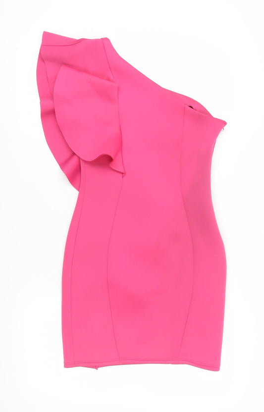 Lipsy London Women's Pink Bodycon One Shoulder Dress