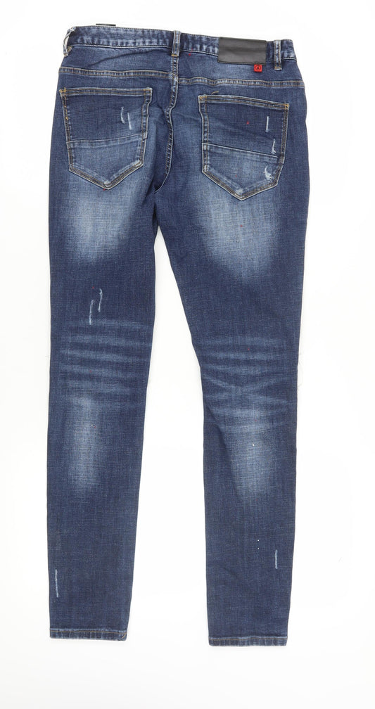 Lorenzo Veratti Men's Blue Skinny Distressed Jeans 32