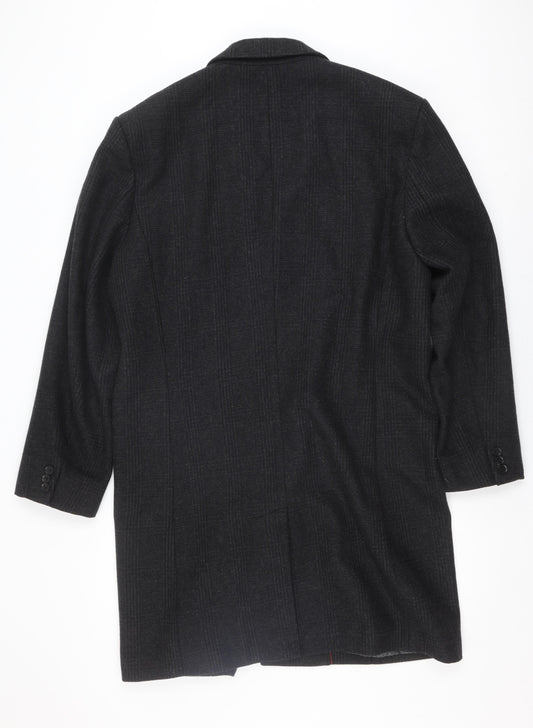 Atlantic Bay Men's Grey Check Blazer, Size L, Wool Blend