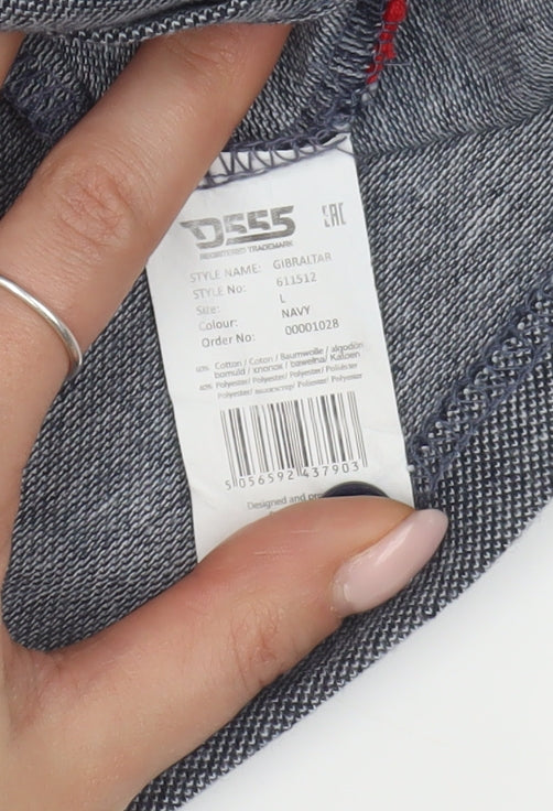 D555 Men Navy Blue Polo Shirt, Size L, Casual Wear