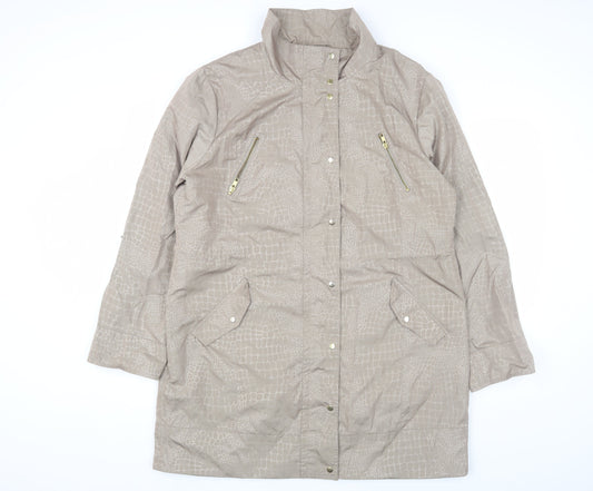 Additional front view of Linea Women's Beige Animal Print Mid-Length Coat