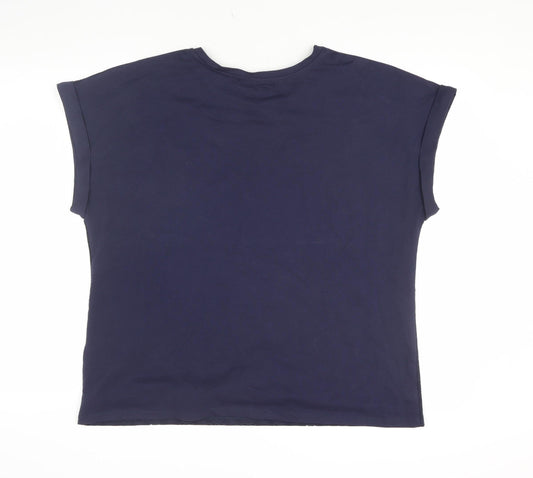 Womens UK Size 14 Lakeland Blue Basic T-Shirt
