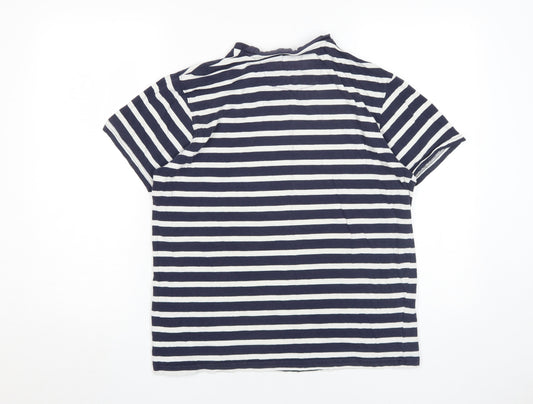 Peter Werth Men's Blue Striped Cotton T-Shirt S