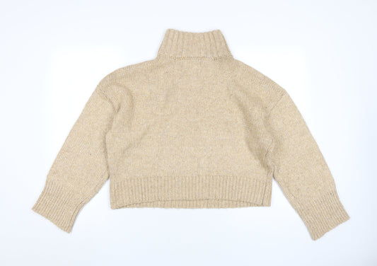 ASOS Design Women Beige High Neck Pullover Jumper S