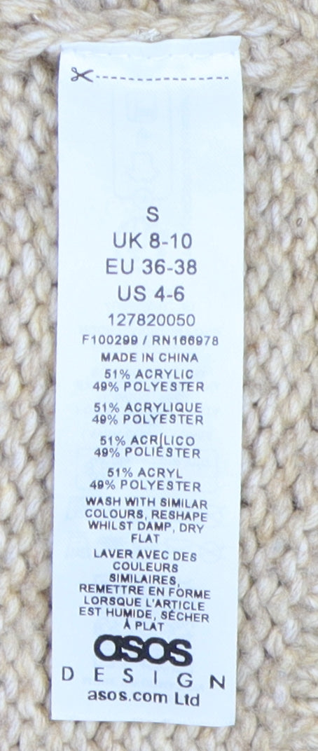 ASOS Design Women Beige High Neck Pullover Jumper S