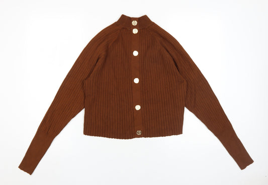 Zara Women’s Brown Mock Neck Cardigan, Size S