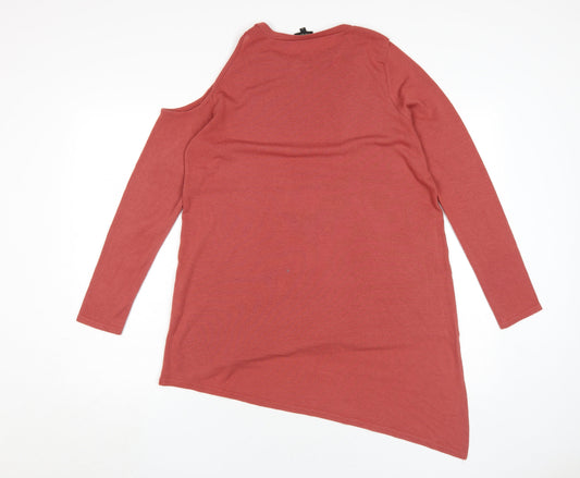 Womens UK Size 10 River Island Red Asymmetrical T-Shirt