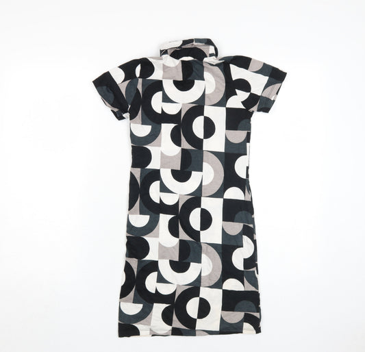 Motel Women's XS Black Geometric Shirt Dress