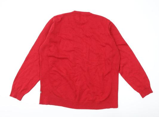 Morley Men's Red V-Neck Cotton Pullover - XL