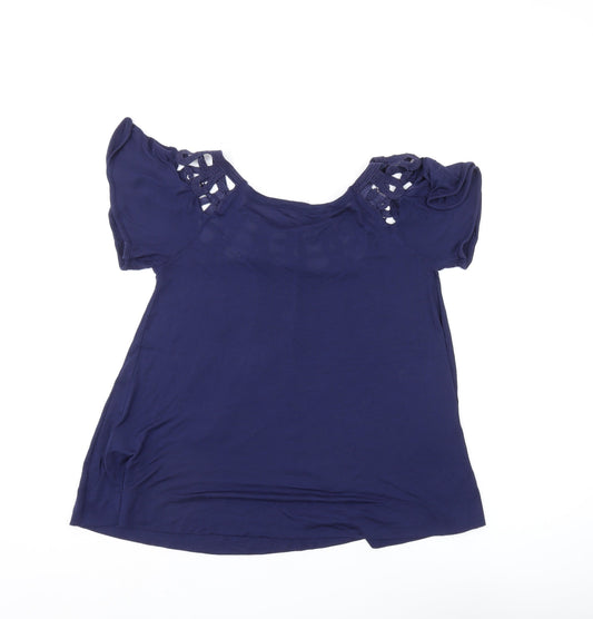 French Connection Women's Blue Crochet Tunic Blouse XS