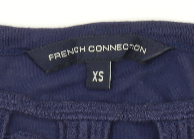 French Connection Women's Blue Crochet Tunic Blouse XS