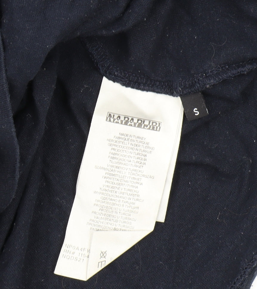 Napapijri Men's Blue Long Sleeve T-Shirt, Size S, Logo Accent