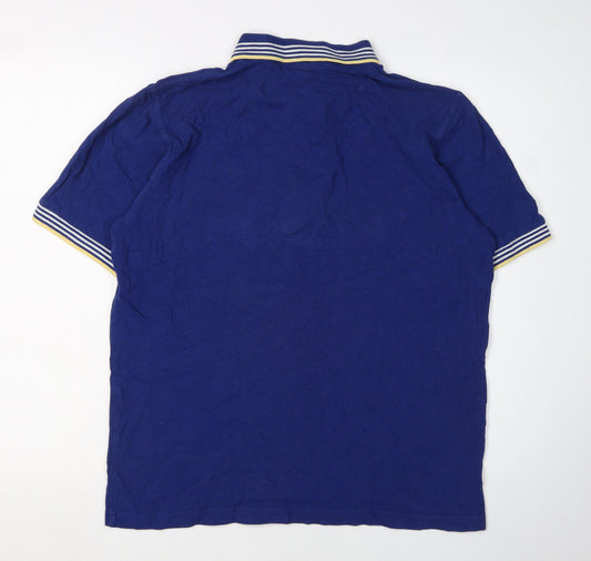 Score Draw Men's Blue Retro Polo L Short Sleeve