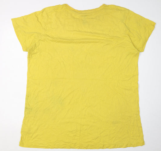 Womens UK Size XL Disney Yellow Basic T-Shirt