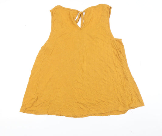 Womens UK Size 14 Fat Face Yellow Basic Tank