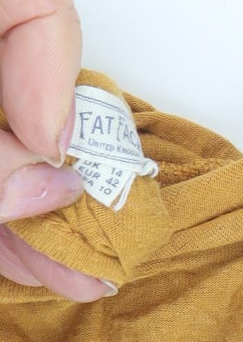 Womens UK Size 14 Fat Face Yellow Basic Tank