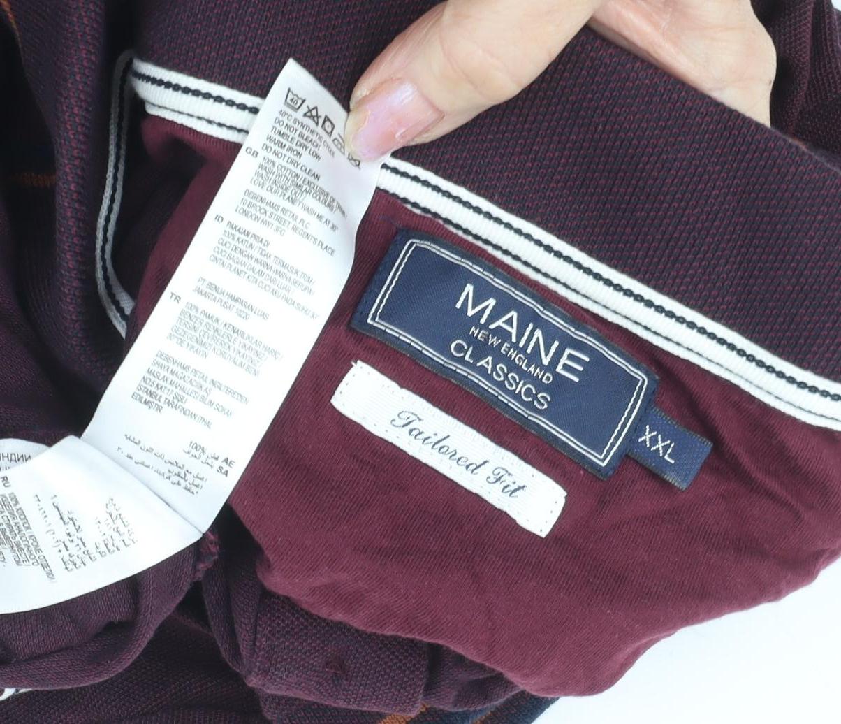 Maine Men's Short Sleeve Burgundy Polo XXL - Classic Fit