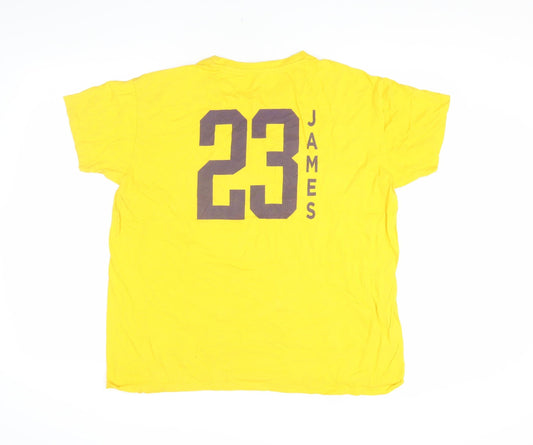 NBA Lakers Men's Yellow Sports T-Shirt, L, Graphic Logo