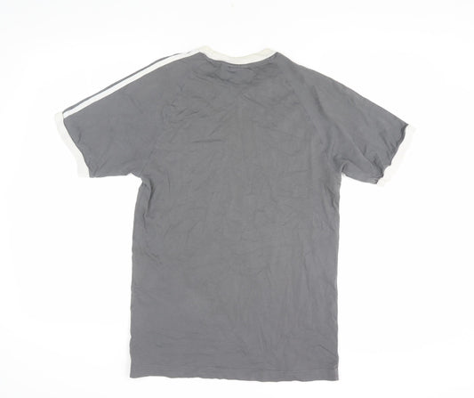Adidas Men's Grey Cotton T-Shirt, Size S, Crew Neck