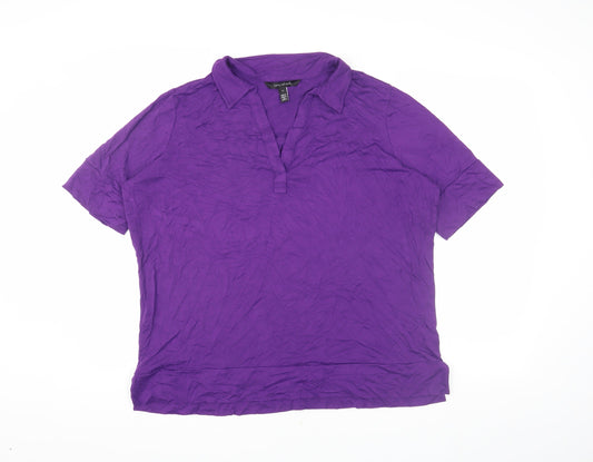 Womens UK Size L Long Tall Sally Purple Basic Polo