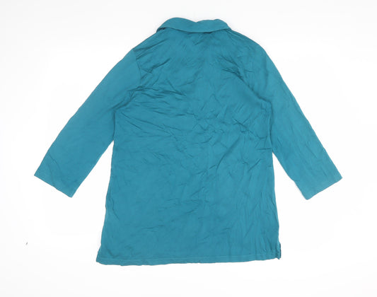 Lands' End Women's Blue Blouse, Size S, 3/4 Sleeve