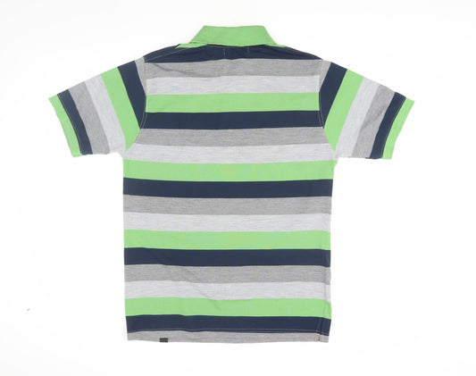 Silver Stone Men's Green Striped Polo Shirt, Size S