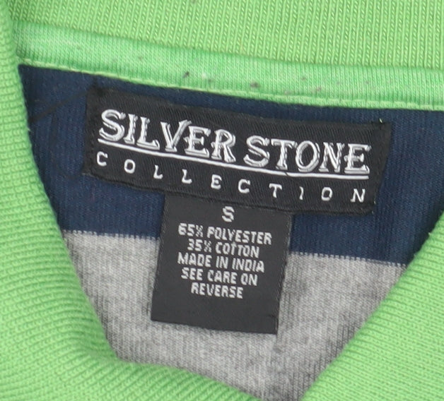 Silver Stone Men's Green Striped Polo Shirt, Size S