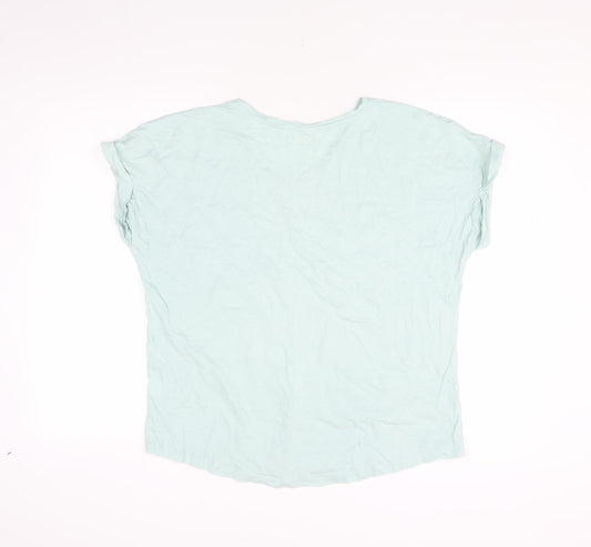 Lands' End Women's Blue V-Neck T-Shirt Size L