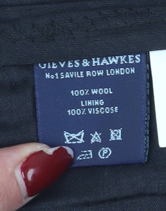 Gieves & Hawkes Men's Black Wool Dress Trousers, Size 42R