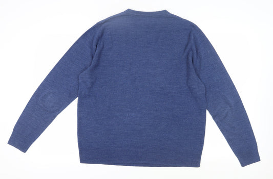Atlantic Bay Men's Blue V-Neck Pullover Jumper L