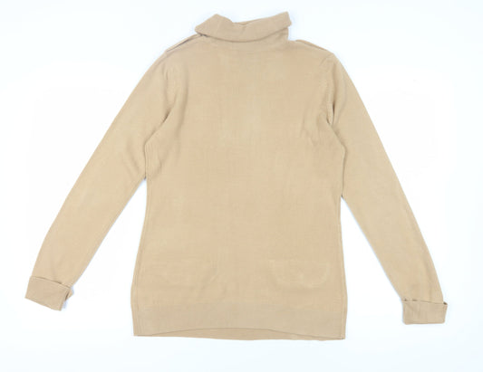 BHS Women's Beige Roll Neck Jumper, Size 14