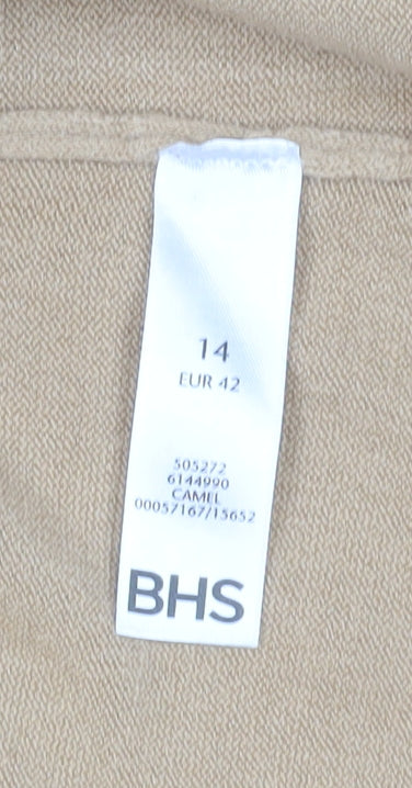 BHS Women's Beige Roll Neck Jumper, Size 14