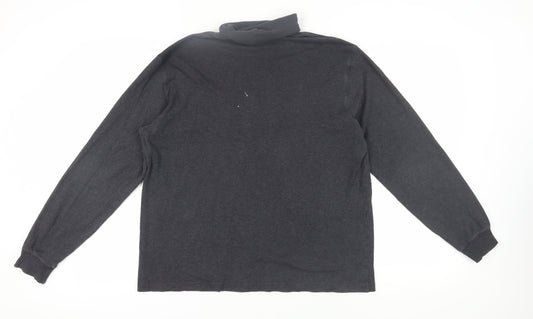 Lands' End Men's Grey Roll Neck Long Sleeve T-Shirt L