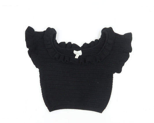 Womens UK Size 12 H&M Black Ringer Blouse
