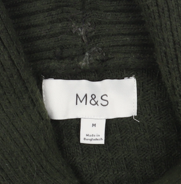 Marks and Spencer Men's Green Roll Neck Jumper, Size M